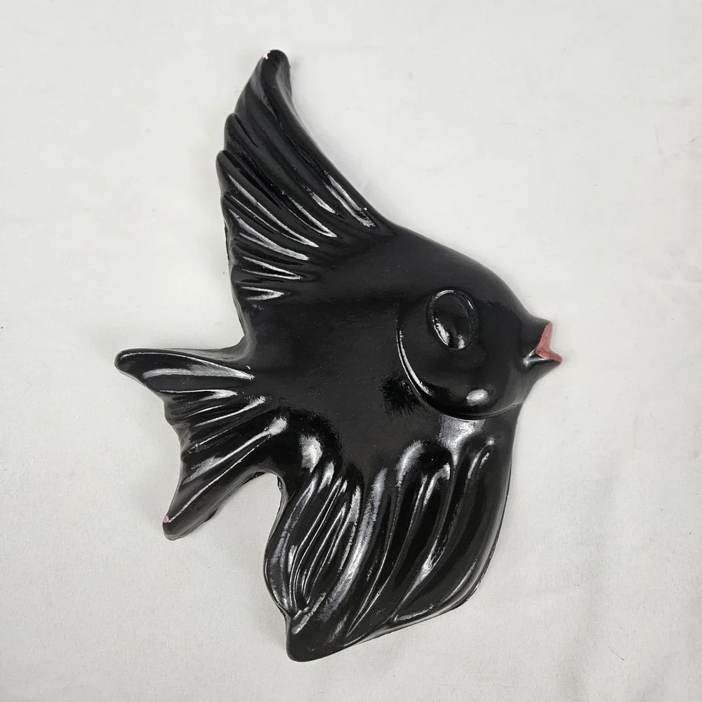 MCM Ceramicraft Angel Fish Tropic Treasures Wall Plaque Kitsch Hanging Decor